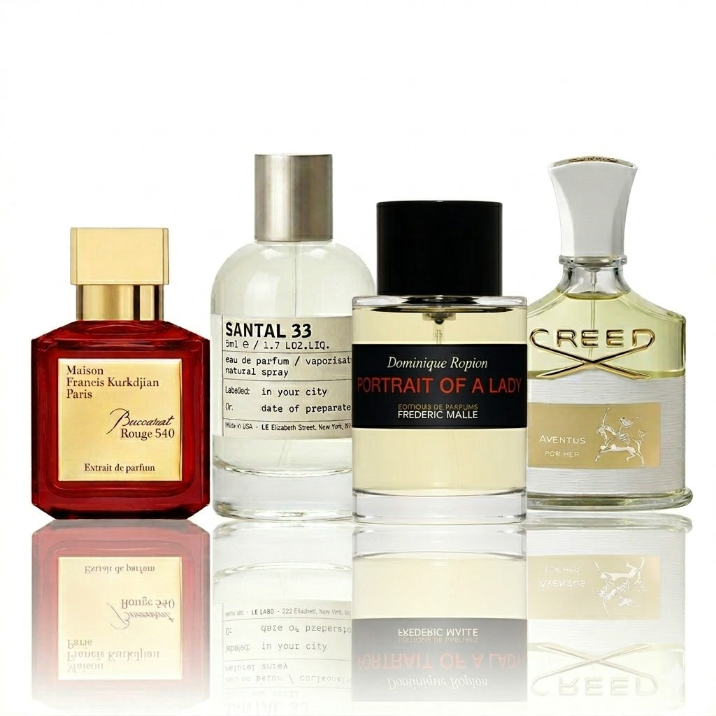 Kit de 4 Perfumes | Baccarat Rouge 540, Santal 33, Portrait of a Lady, Aventus for Her
